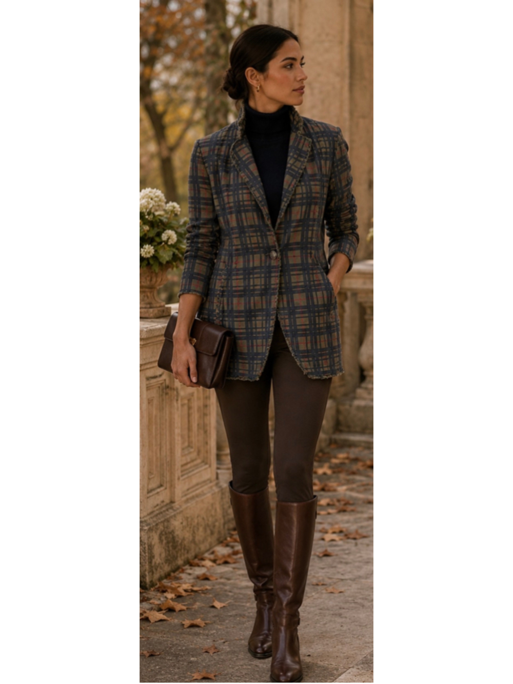 Baci Plaid Blazer Jacket Size S Green Blue